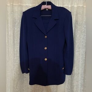 St. John Collection Cobalt Blue Jacket with Gold Buttons